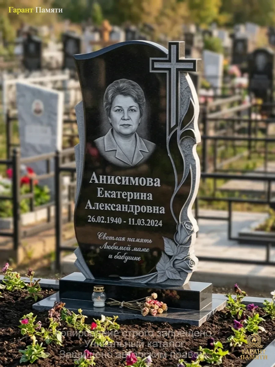 Памятник из гранита Розы с крестом 198